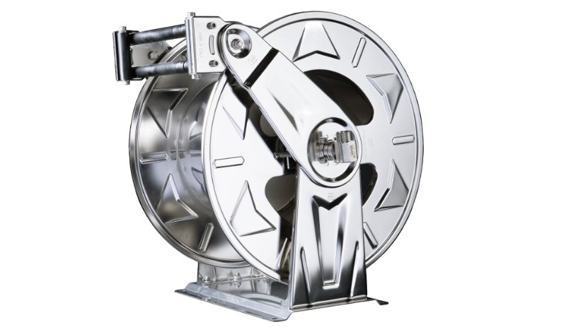 Schlauchaufroller Edelstahl miFederrückzug und Sch